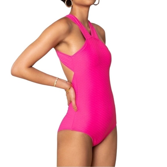 Shoshanna One Piece Halter High Neck Pink Swimsuit Size 2 - Picture 1 of 11